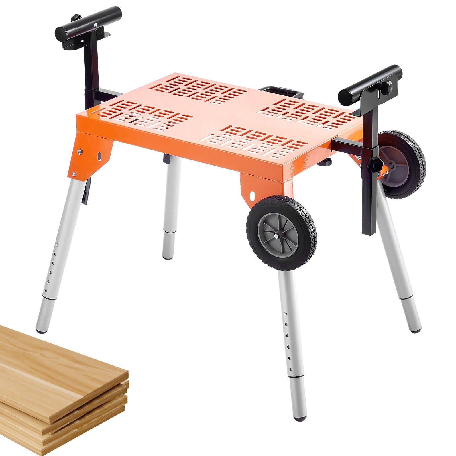 Miter Saw Stand With Tabletop And Wheels 330lbs Load Capacity Adjustable