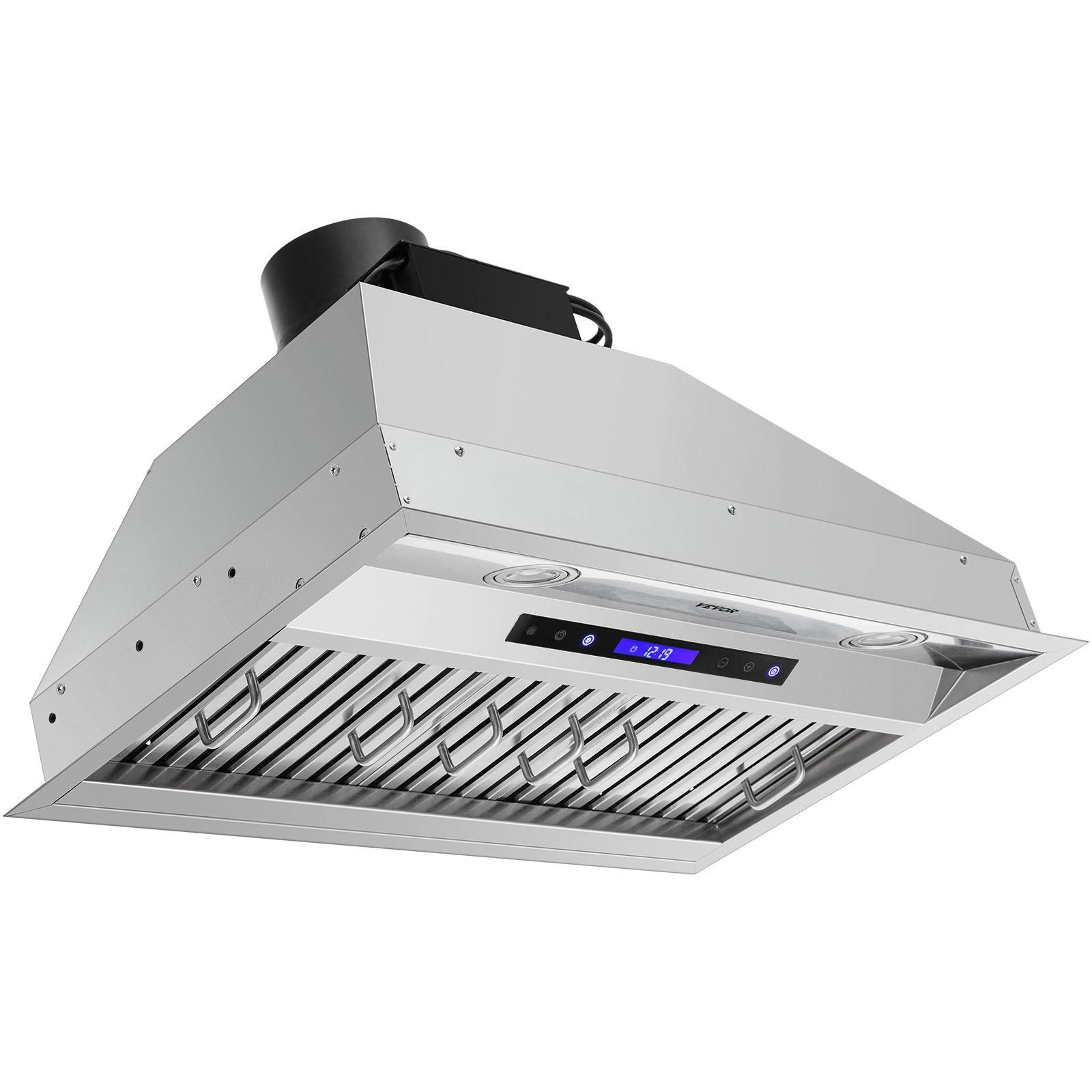 Insert Range Hood, 900CFM 4-Speed, 30 Inch Stainless Steel Built-in Kitchen Vent With Touch & Remote Control LED Lights Baffle Filters, Ducted/Ductless Convertible, ETL Listed
