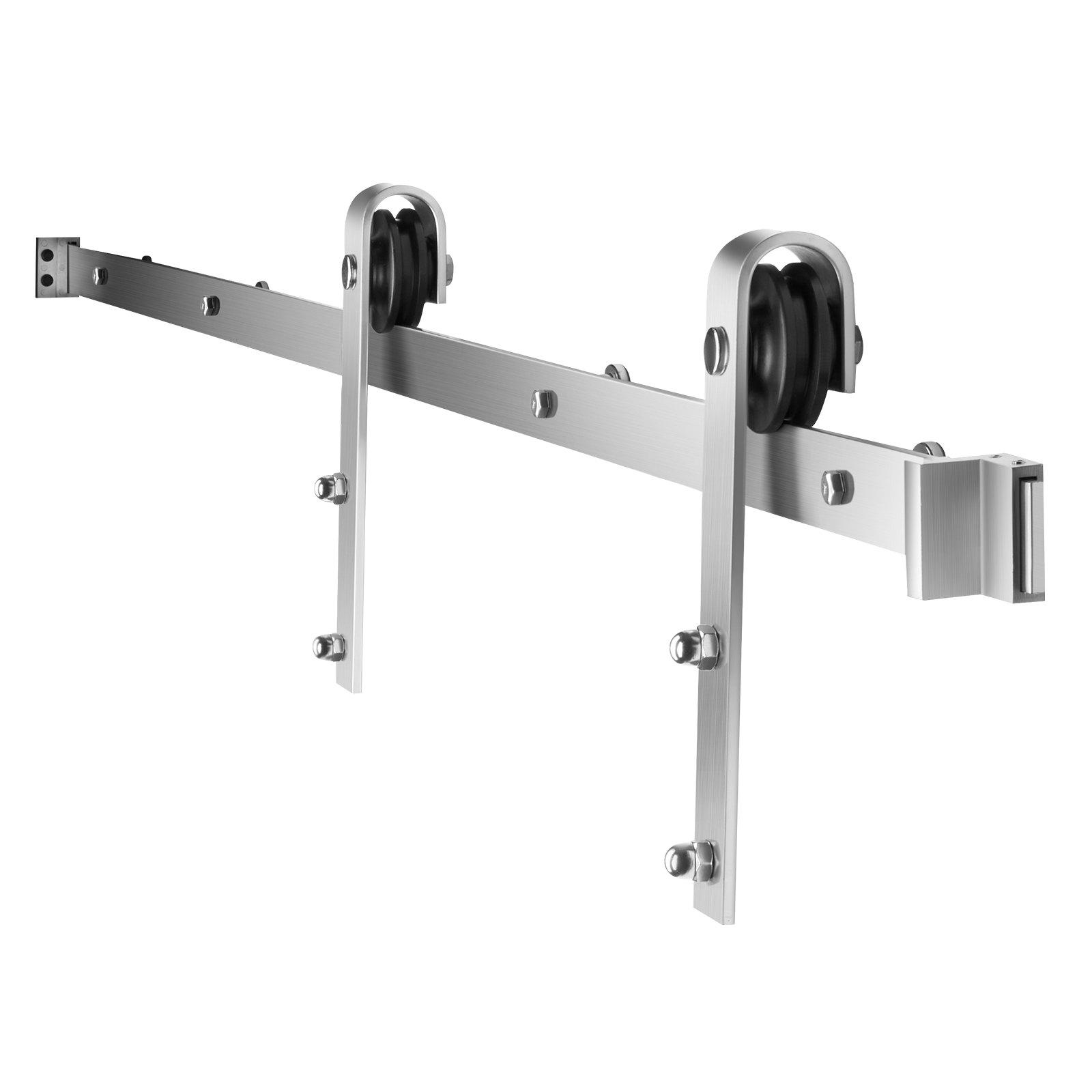 6FT Sliding Barn Door Hardware Kit For Single Sliding Barn Door Silver