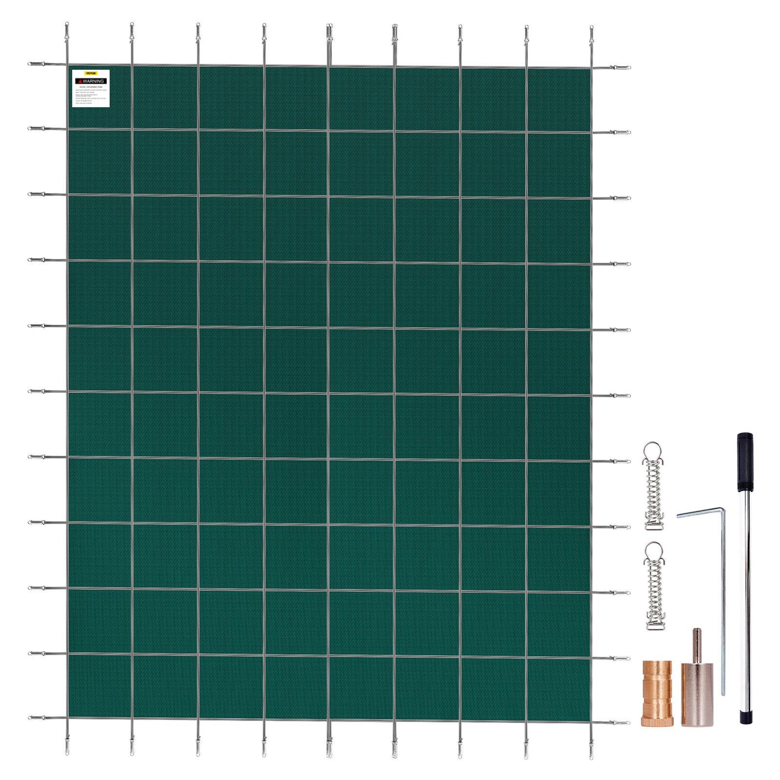 Inground Pool Safety Cover, 20 Ft X 42 Ft Rectangular Winter Pool Cover, Triple Stitched, High Strength Mesh PP Material With Good Rain Permeability, Installation Hardware Included, Green