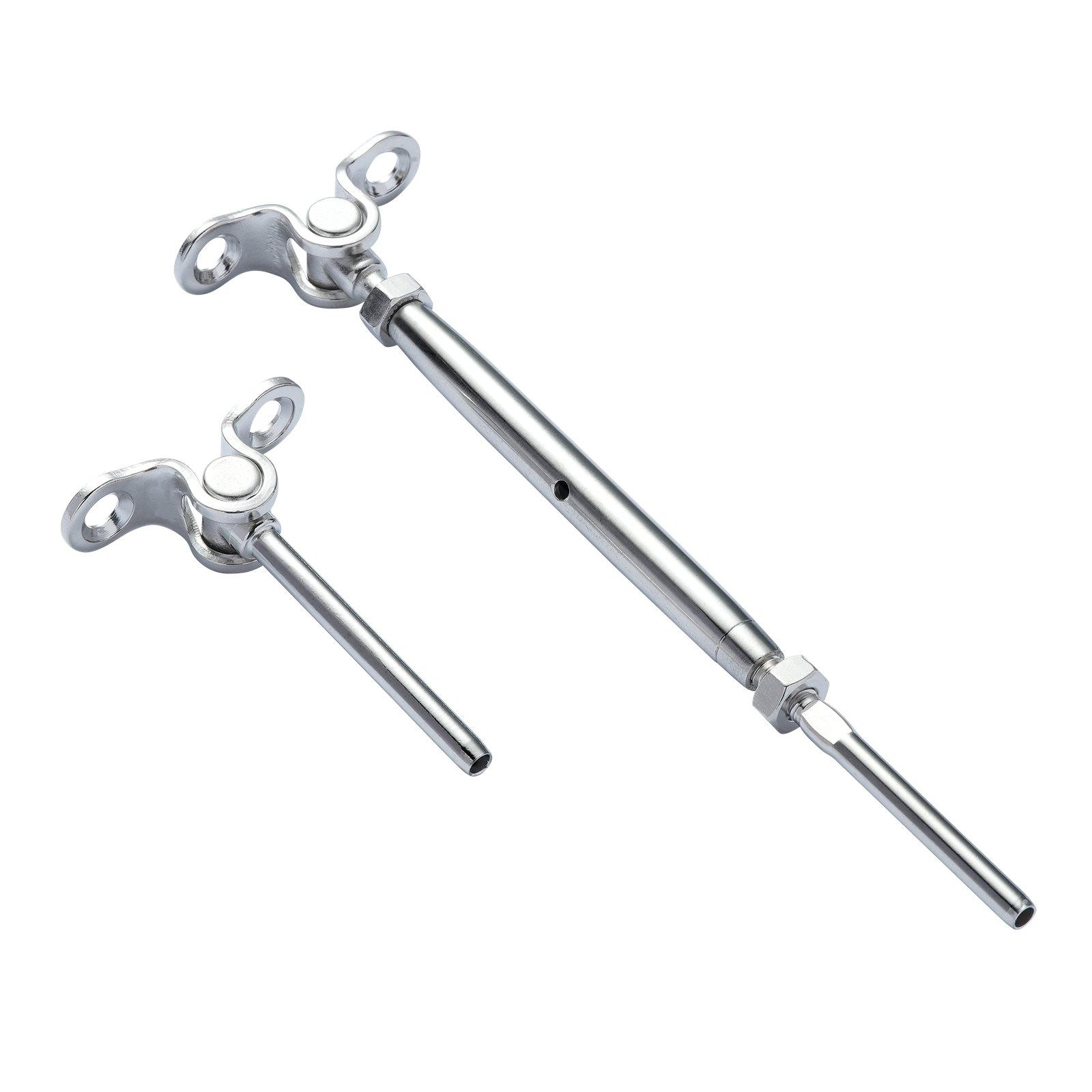 T316 Stainless Steel Adjustable Angle 3.2mm Cable Railing Kit/Hardware For Wood Post，Marine Grade For 3.2mmWire Rope,0-180-Degree Angle & Easy Installation, Silver (30 Pack)