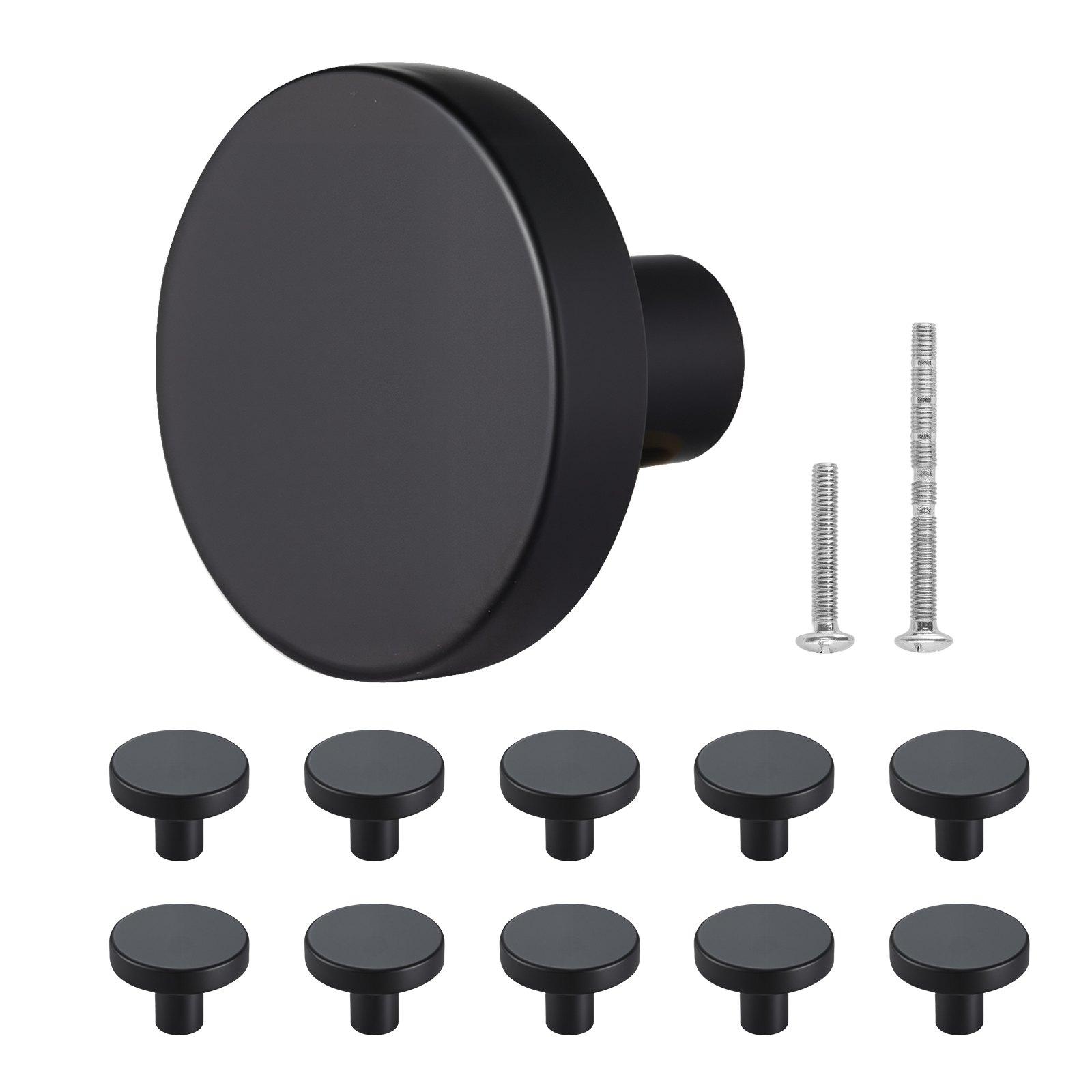 Cabinet Knobs, 10 Pack, 1.26 Inch Black Zinc Alloy Drawer Pulls & Door Handles, Mushroom Kitchen Solid Knobs Dresser Handles, Cupboard Hardware With Screws For Bathroom Closet Cabinets Drawers