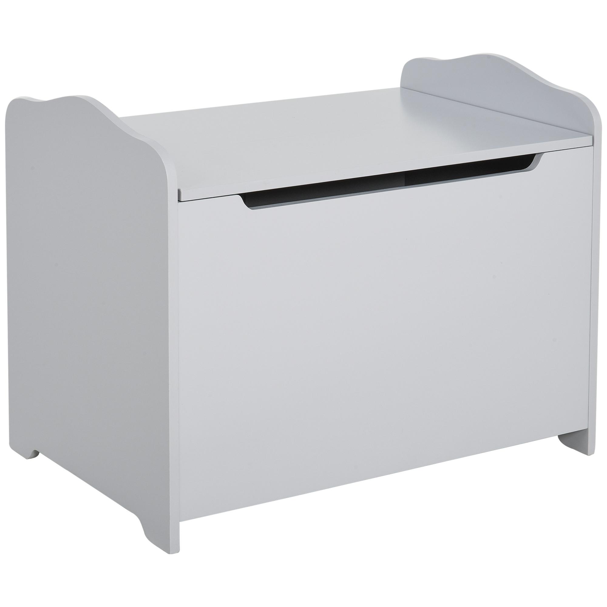 Wooden Kids Toy Box Children Storage Organizer Chest Safety Hinge Playroom Furniture Grey