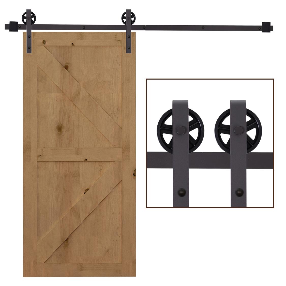 6ft Modern Single Sliding Barn Door Track Kit Set Closet Hardware For Single Wooden Door