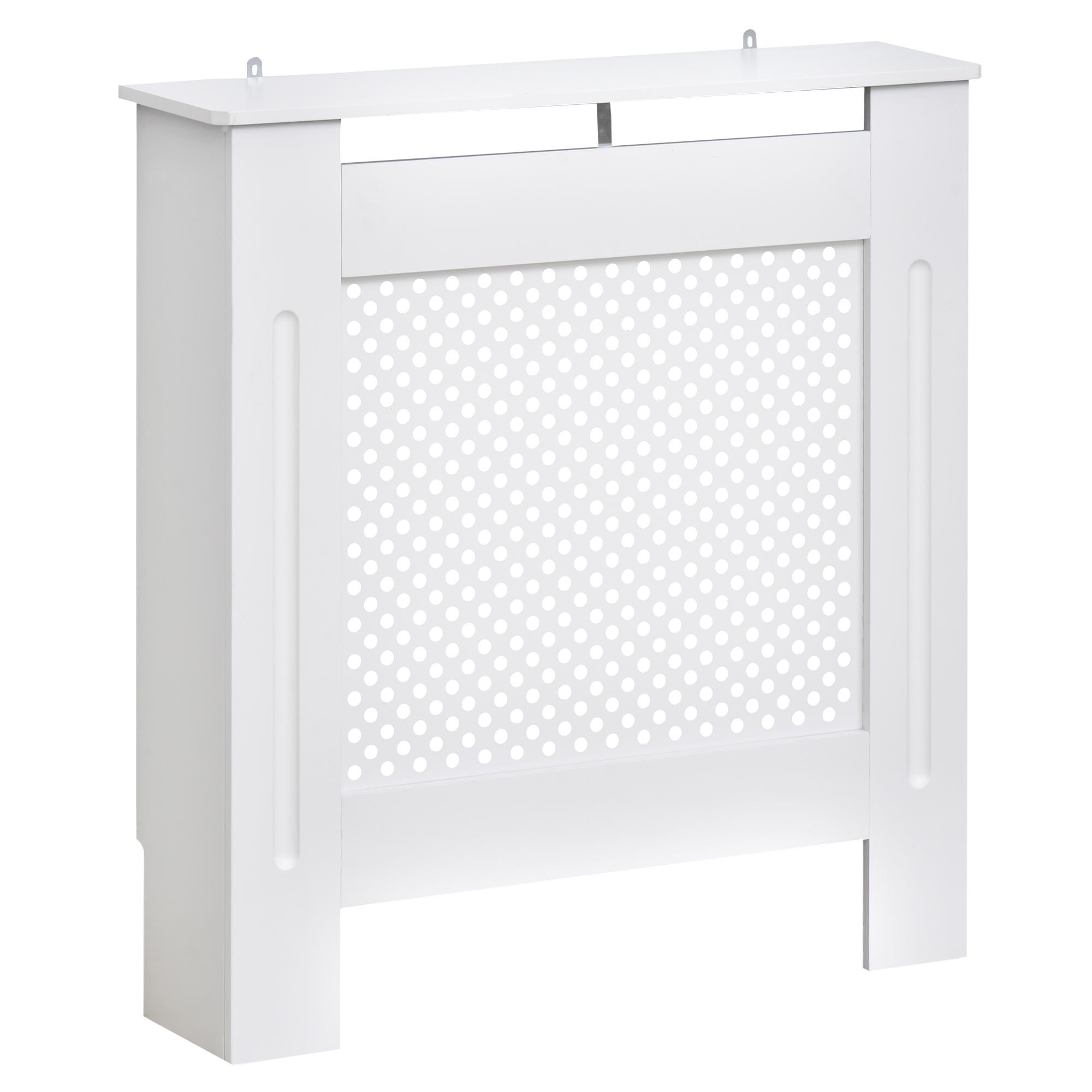 Wooden Radiator Cover Heating Cabinet Modern Home Furniture Grill Style White Painted (Small)