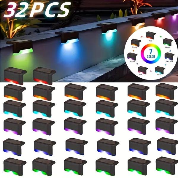 Led Solar Deck Lights 32 Pack Waterproof And Wide Use For Outdoor Stairs Step Fence Railing Yard And Patio Auto On/Off Easy Installation(Warm White)