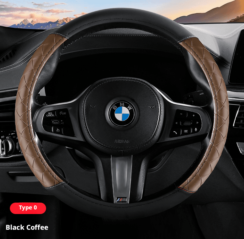 Advanced steering wheel cover-round model-black coffee color-1 piece