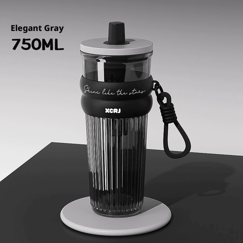 Straw large capacity water cup-gray-1 piece