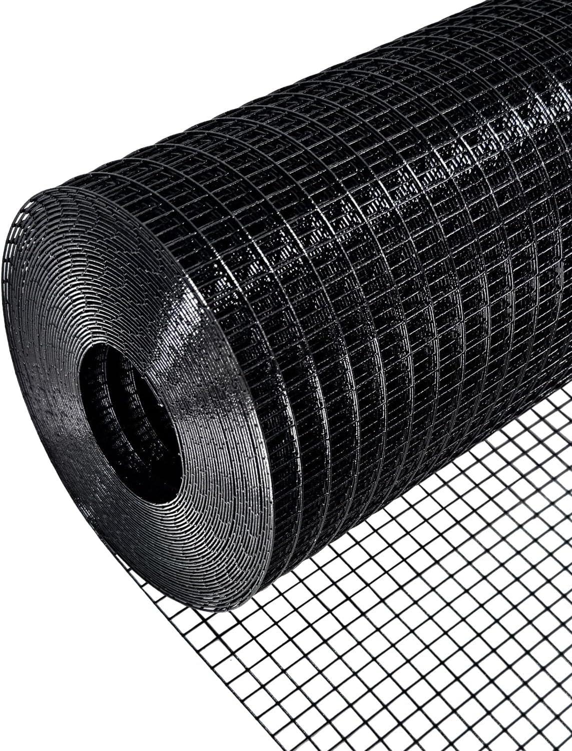 Black Hardware Cloth 5 Ft X 50 Ft, 19 Gauge 1 2 Inch Black PVC Vinyl Coated Welded Wire Fence Supports Poultry Netting Chicken Coop Cover Wire Fencing Black PVC Wire Mesh