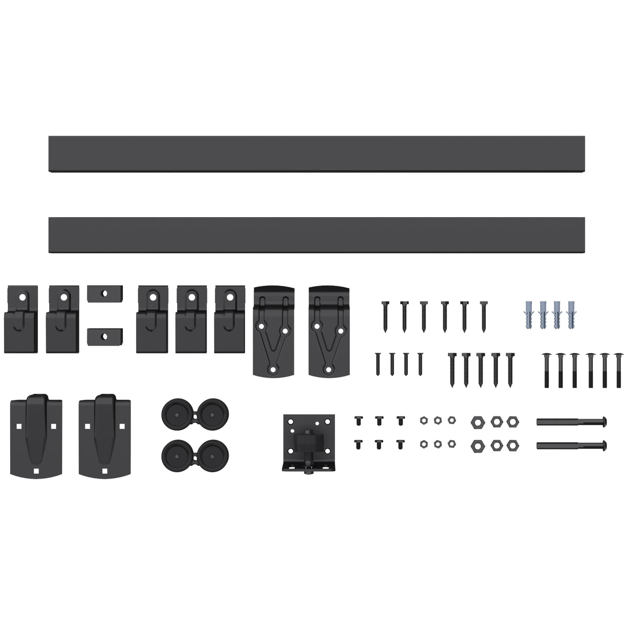 Schwerlast Schiebetür-Hardware-Set 183 Cm Schwarz Für Einzeltüren
