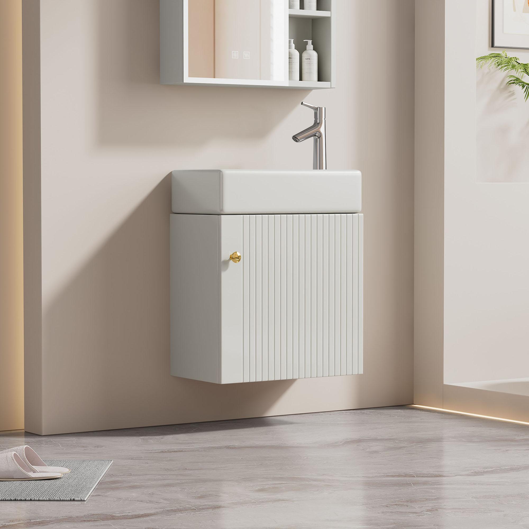 Bathroom Furniture Washbasin With Vanity Unit 46 Cm , Vanity Unit , Washbasin Cabinet Hanging, Small Guest Bathroom Furniture