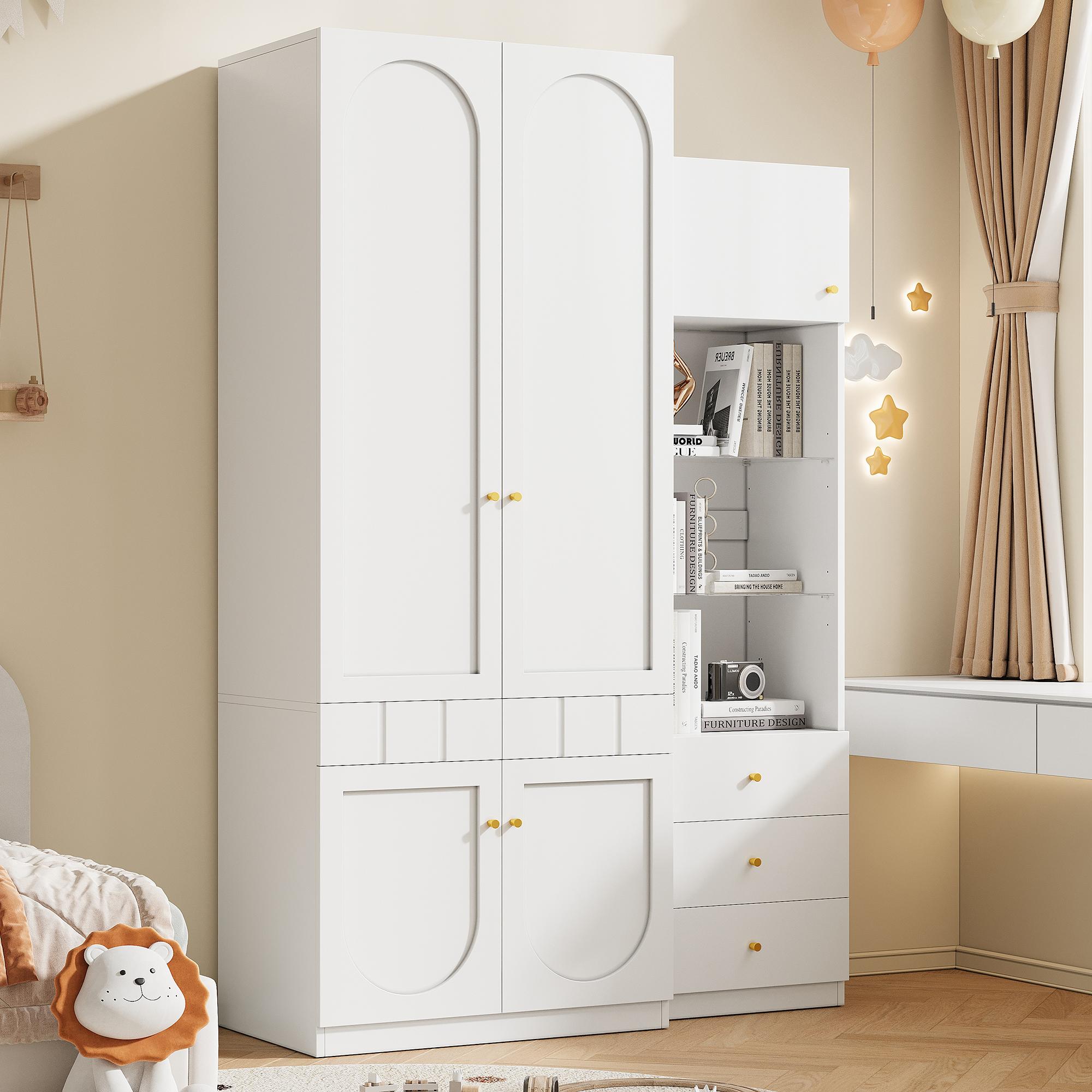 Wardrobe Set, 2-Door Wardrobe  Display Cabinet, Bedroom Furniture Set, Bedroom Storage Furniture, Lacquer Wardrobe  Storage Cabinet, White Furniture Set, 80X50X200 Cm,50X40X180 Cm