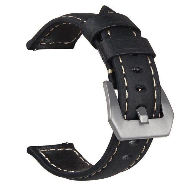Crazy Horse Leather Pin Buckle Strap 22 24 26mm