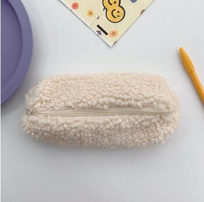 Korea Plush Pencil Case Lamb Hair Stationery Bag Avocado Green Stationery