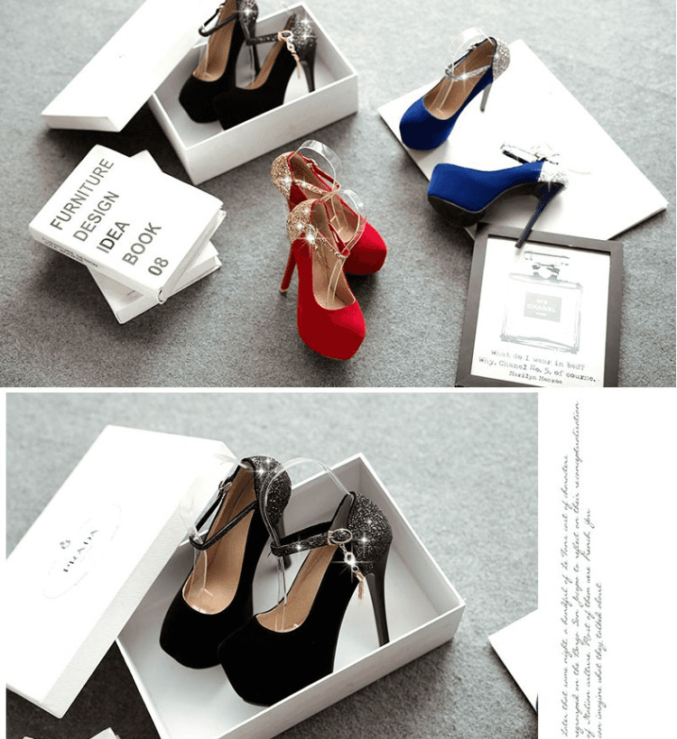 Fashion ultra-high heel stiletto waterproof platform shallow mouth round head women's shoes wedding shoes