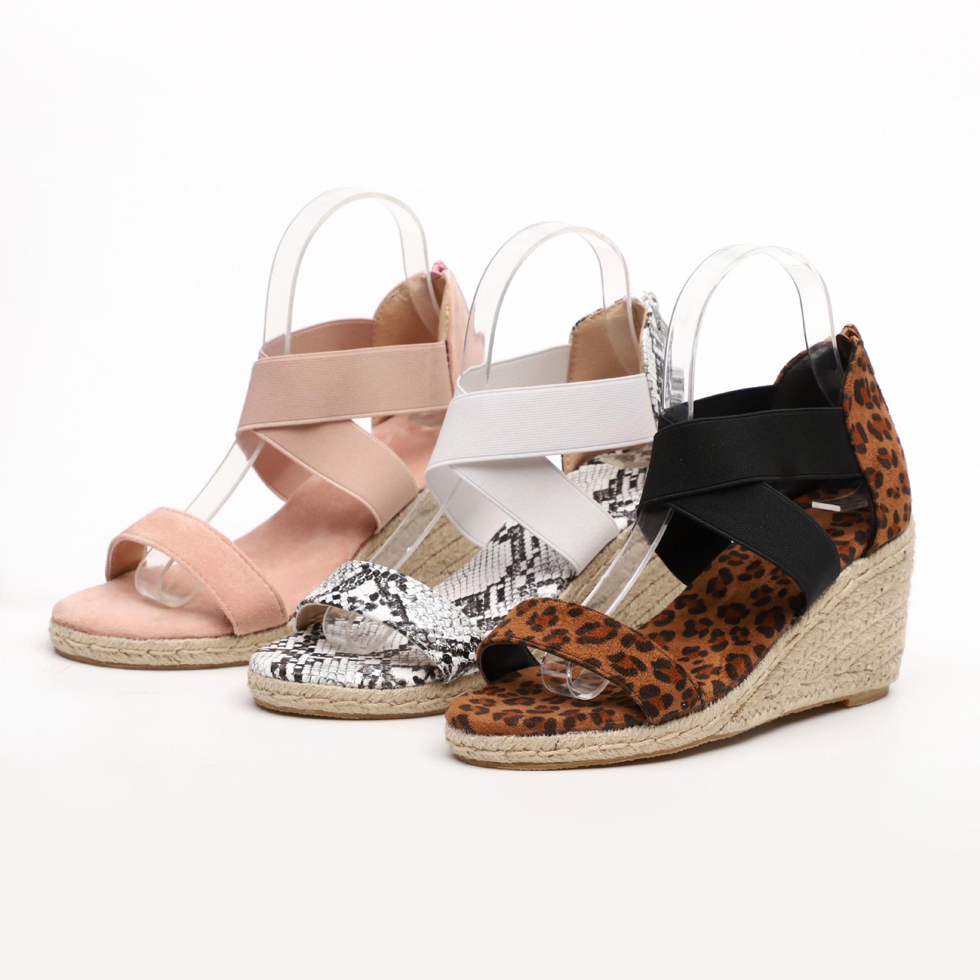 Hemp snake-print bag heel sandals