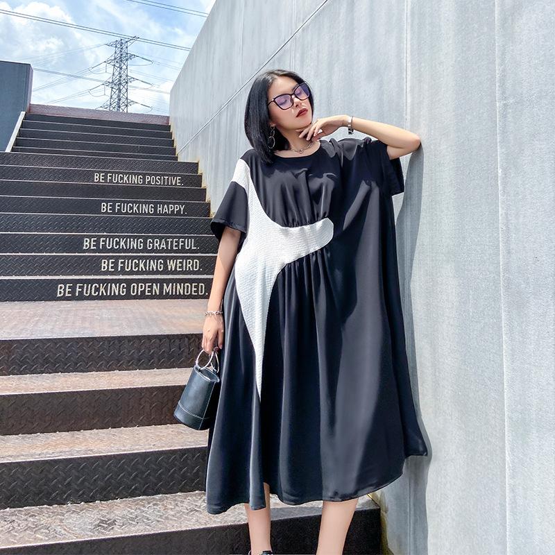 Large size lightly cooked style thin a-line skirt