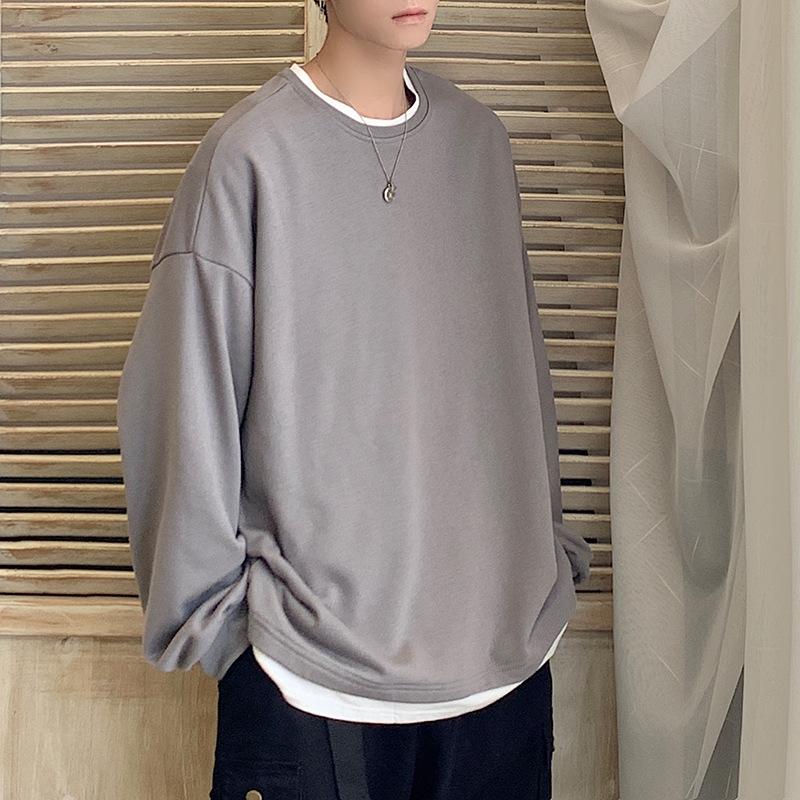 Fake two lovers trend loose solid color sweater