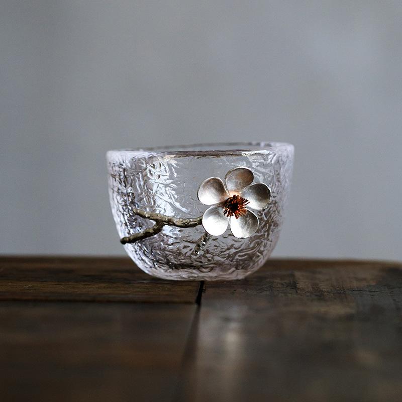 Japanese Style Hammered Glass Tea Cup Tasting cup