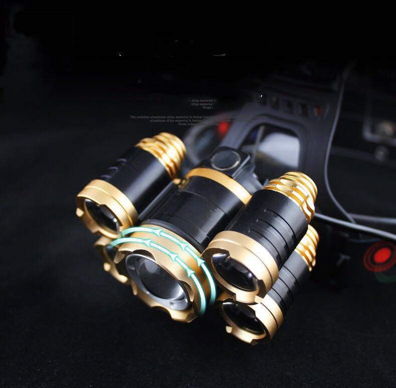 Led Golden Telescopic Focusing 5 lights Aircraft Headlight