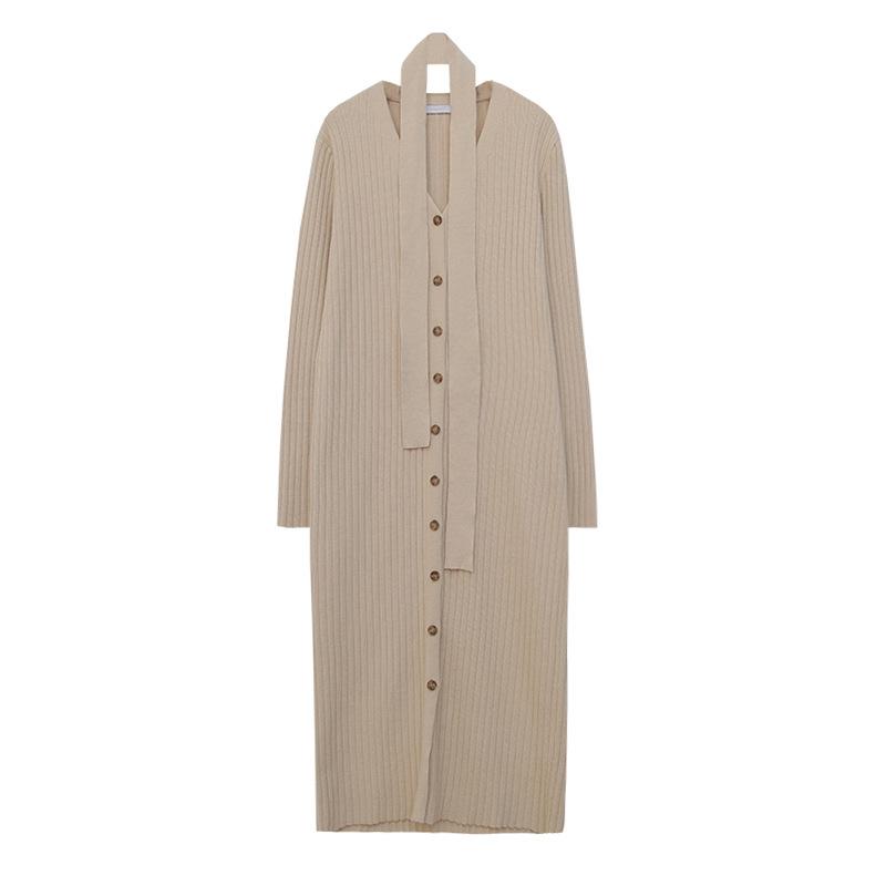 Single-breasted knitted cardigan dual-use long skirt