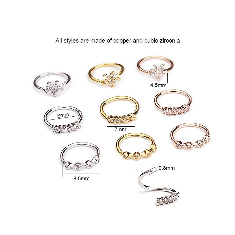 Cross border e-commerce hot selling zircon flower nose ring inlaid with zircon