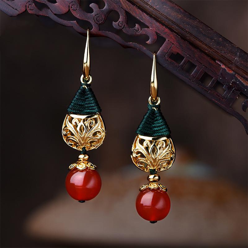 Pendant gold-plated agate eardrop