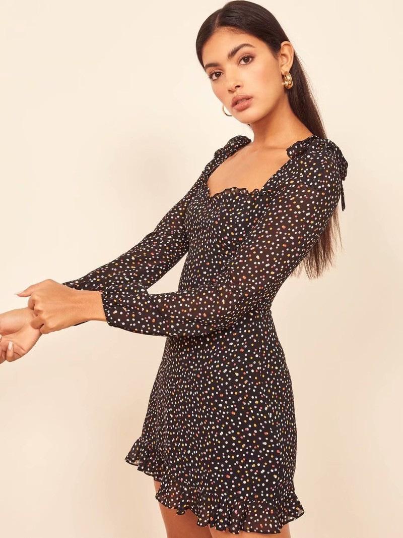 Women's Long Sleeve Square Neck Princess Dress