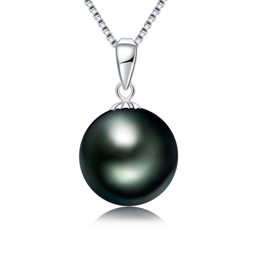 European And American Style Slightly Flawed 9-10mm Tahitian Black Pearl Necklace