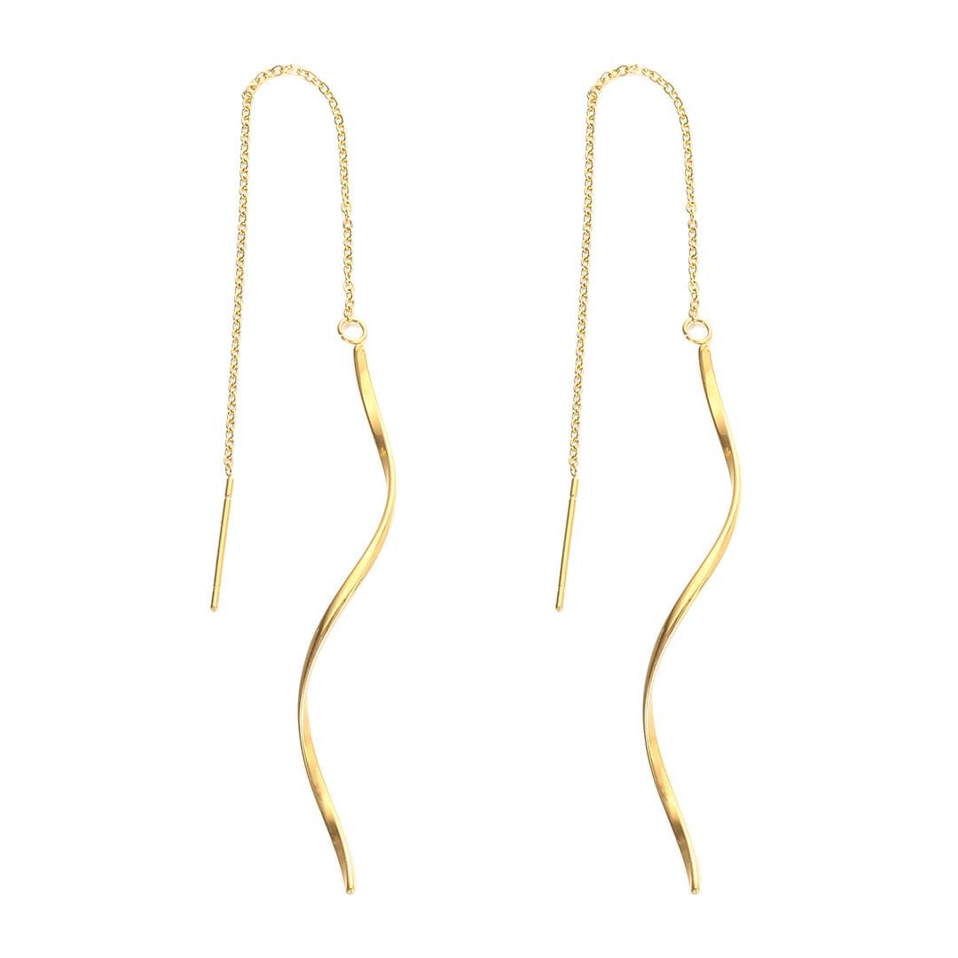Wavy Curved Ear Line Ladies Fashion Tassel Stud Earrings