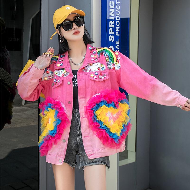 Women's Fashion Tie-dye Denim Coat