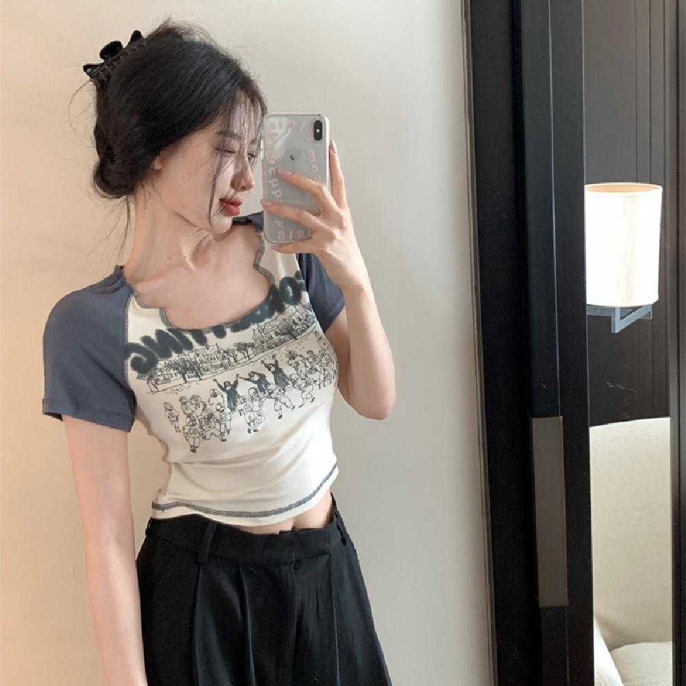 Vintage Hand-painted Printed T-shirt