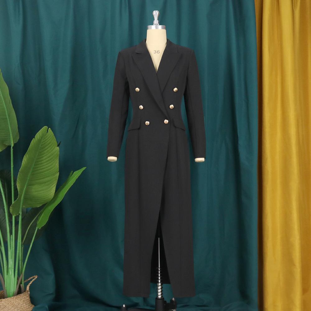 Buttoned High Waist Slim Long Robe Coat