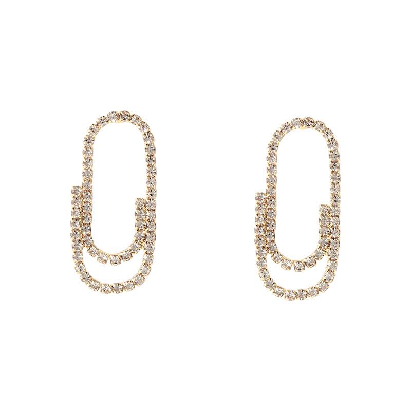 Diamond-studded Paper Clip Earrings New Niche Personality
