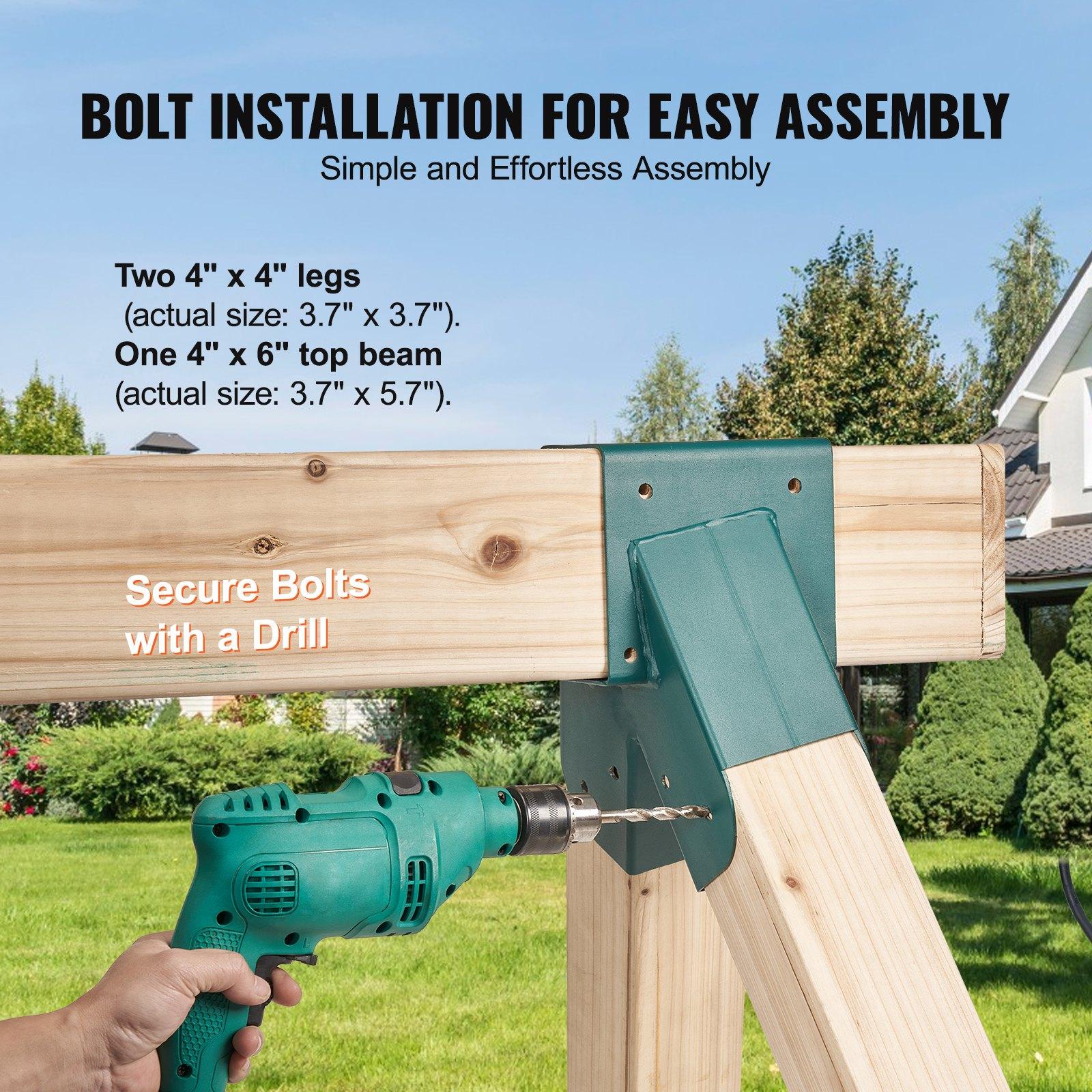 A-Frame Middle Swing Set Brackets, Heavy Duty Carbon Steel Swing Set Hardware With Mounting Hardware, DIY Swing Set Bracket Swing Set Kit For 4x4 Legs 4x6 Beam, Green