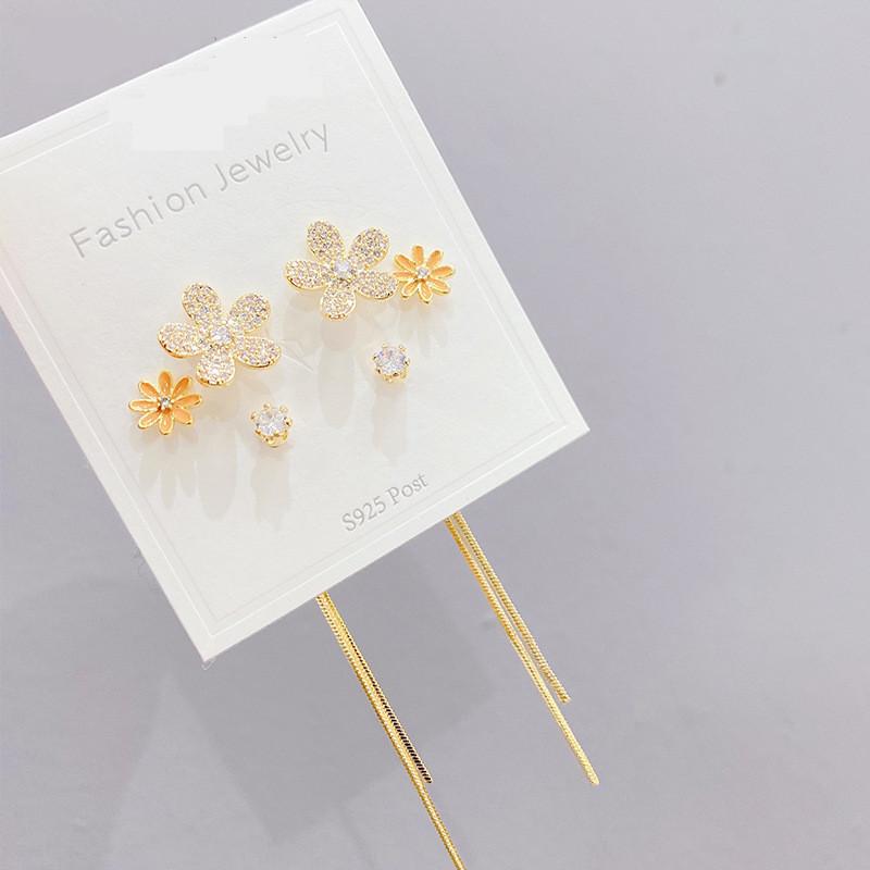 Korean Style Simple Petal Tassel Earrings