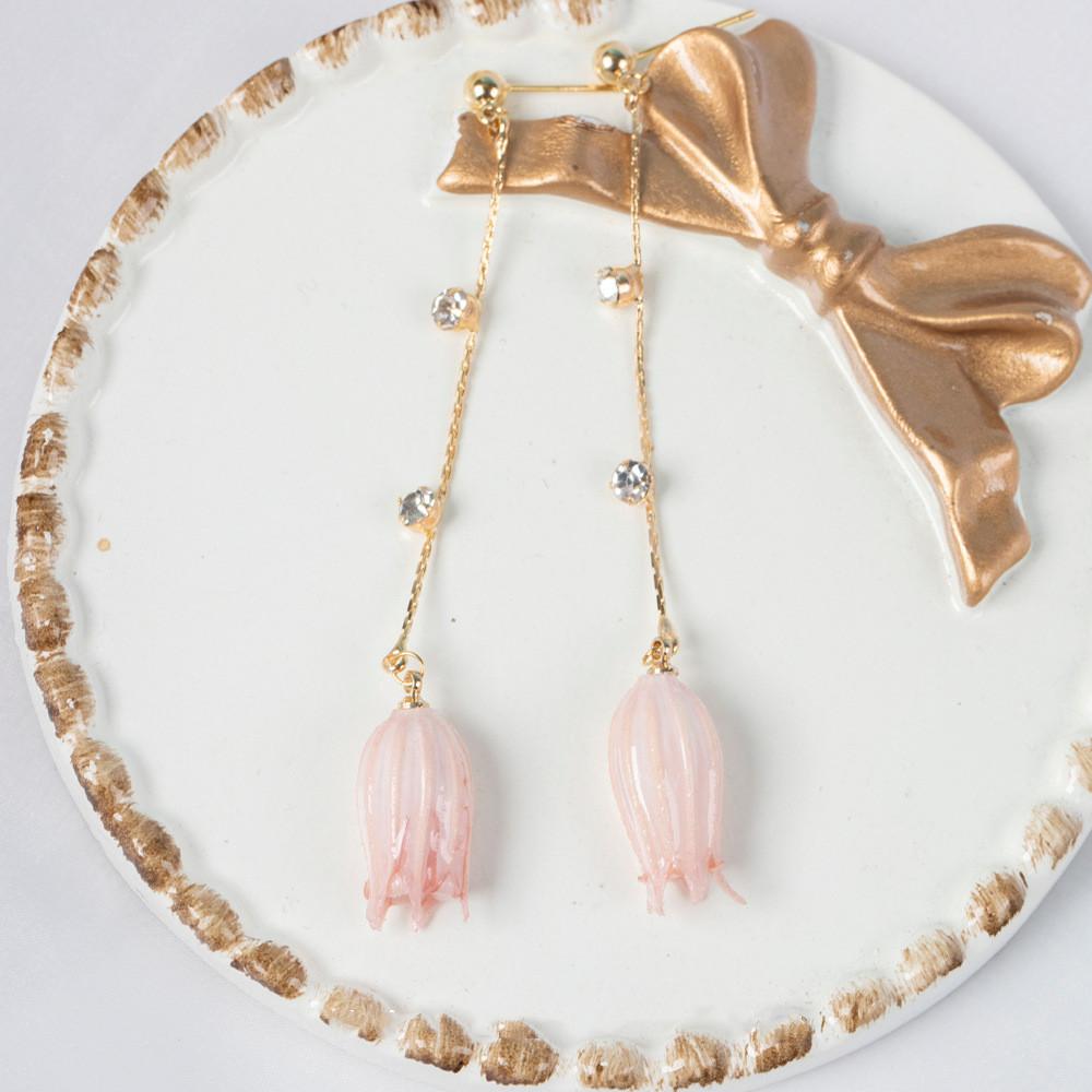 Sweet Long Earrings Zircon French Niche Immortal Bluebells