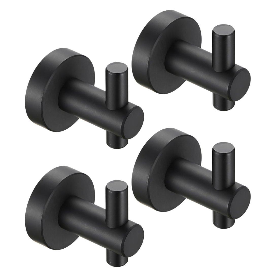 Round Base Wall Hanging Hook With Screws- Matte Black Hook, 4 Pack, For Entry Shoe Cabinet, Wardrobe Bathroom Bedroom Furniture Hardware