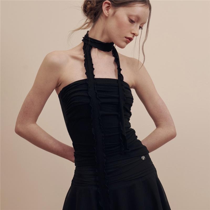 Slim-fit Fashion Off-neck Pleated Vest