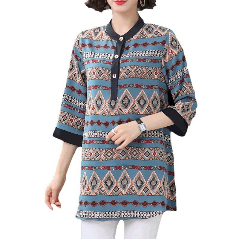 Middle-aged And Elderly Mothers Spring And Summer Chiffon Shirt Tops