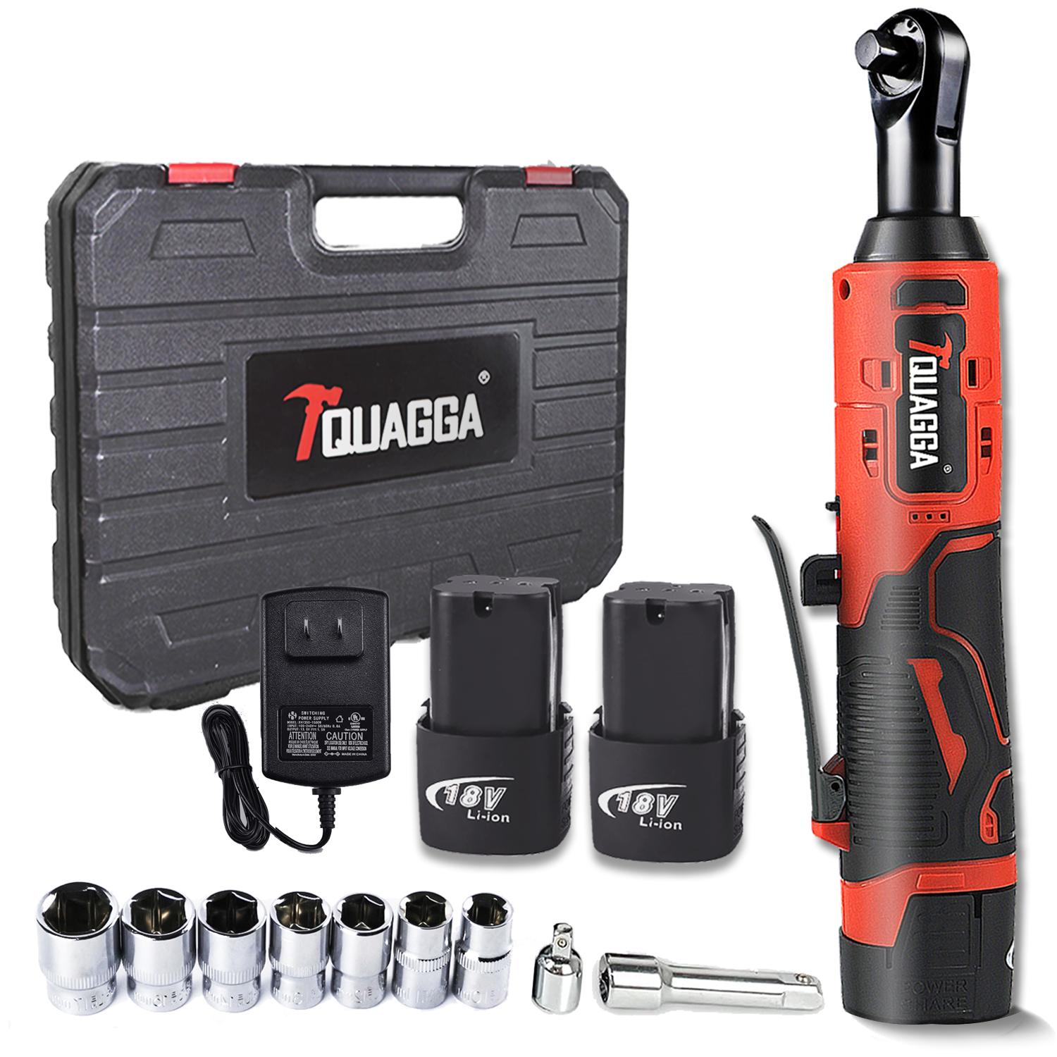 TQUAGGA 18V Cordless Electric Ratchet Wrench Set, Power Ratchet Wrench,Variable Speed With Batteries2,Torque 45ftlbs,Car Repair Tools, Power Tools,Hardware,Heavy Duty,Portable,Quick Charger