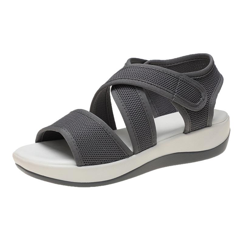 Fashion Flat Casual  Toe Velcro Ladies Sandals