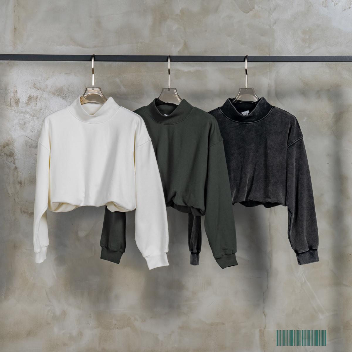 Vintage Washed Distressed Cropped Turtleneck Sweatshirt