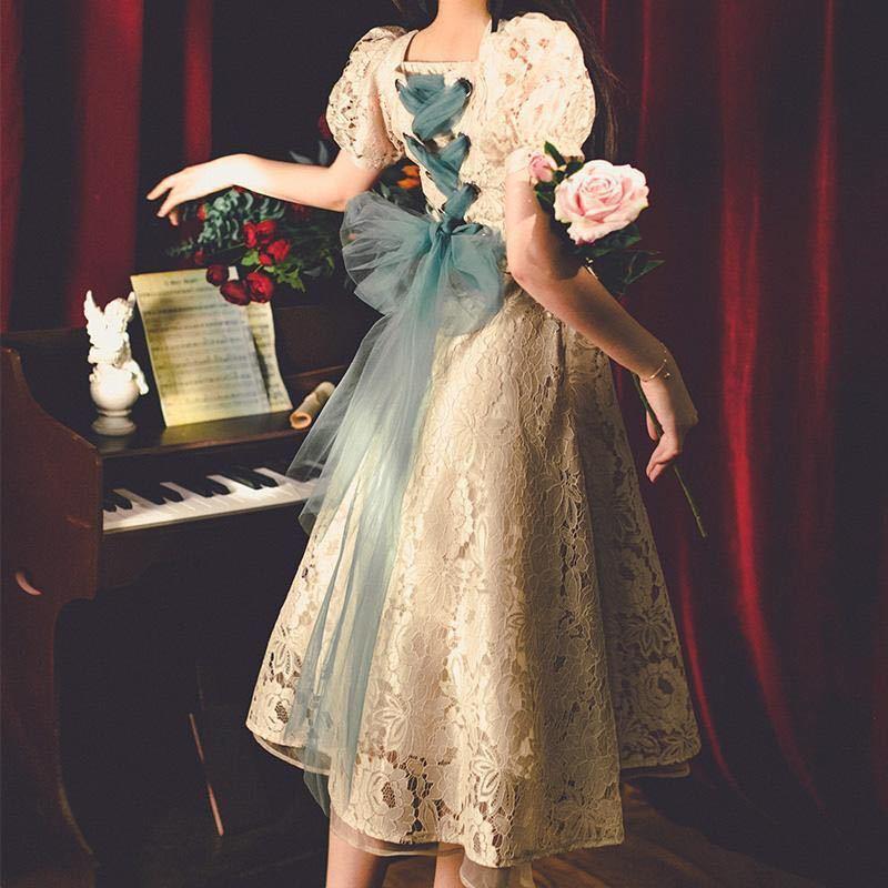 French Retro Lace Skirt Female Summer Mid-length Dress