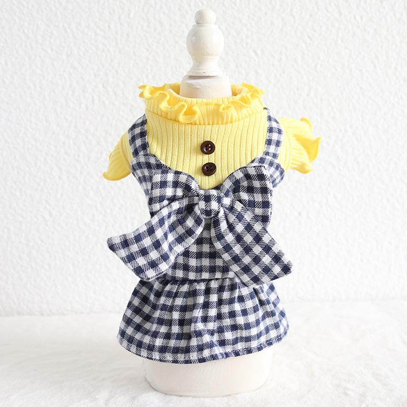 Candy Wooden Buckle Plaid Skirt Pet Clothes
