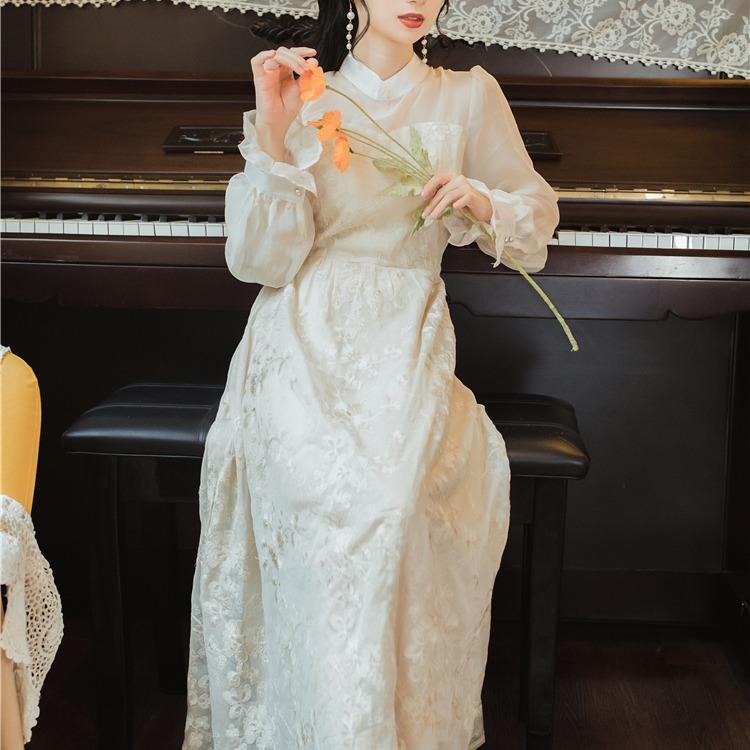 Lace Cheongsam Waist Waist Fairy Skirt Long Skirt Dress