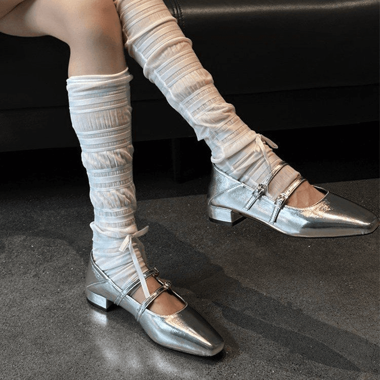 Women's 2026 Spring New French Style Mary Janes, Square Toe Buckle Strap Thick Heel Pumps, Elegant All-Match Single Shoes