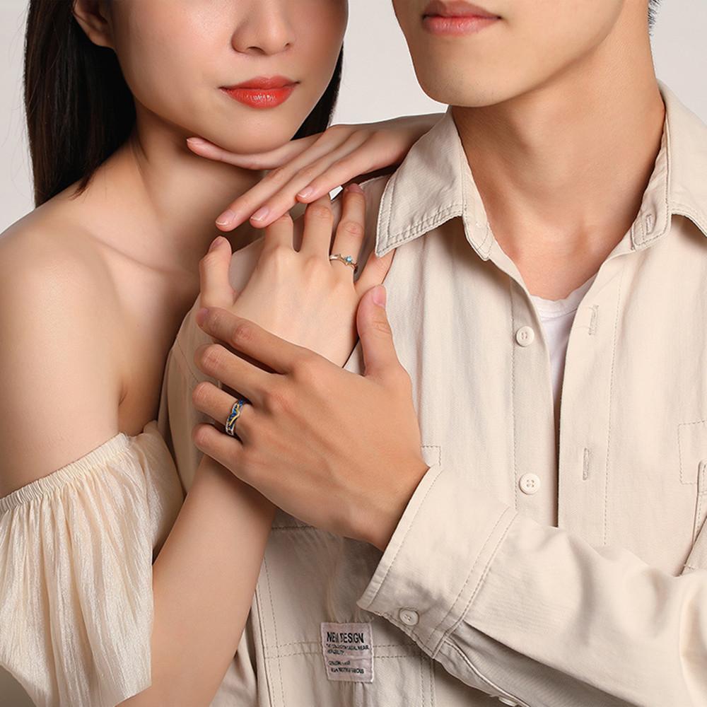 Couple Ring Sterling Silver Niche Design 14K