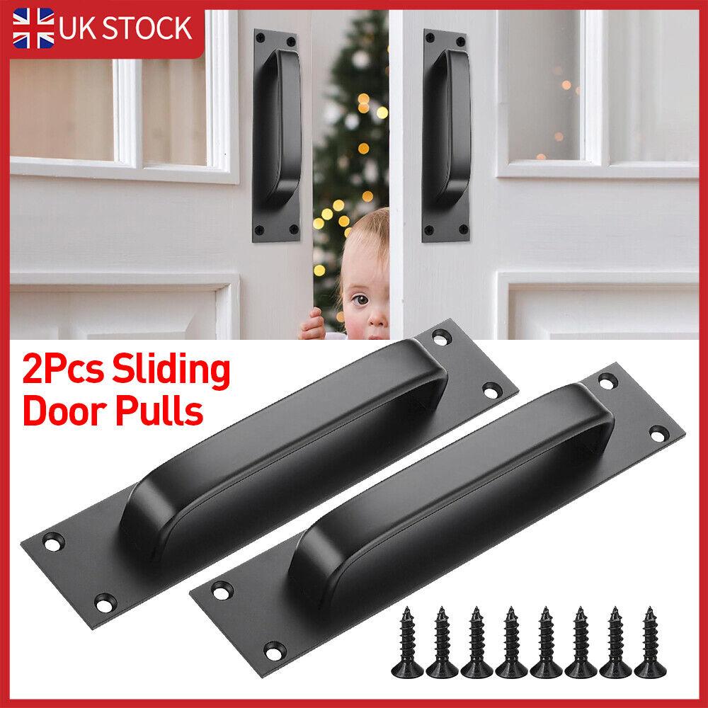 2X Sliding Barn Door Handle Pull And Flush Gate Hardware Set Cabinet Matte Black