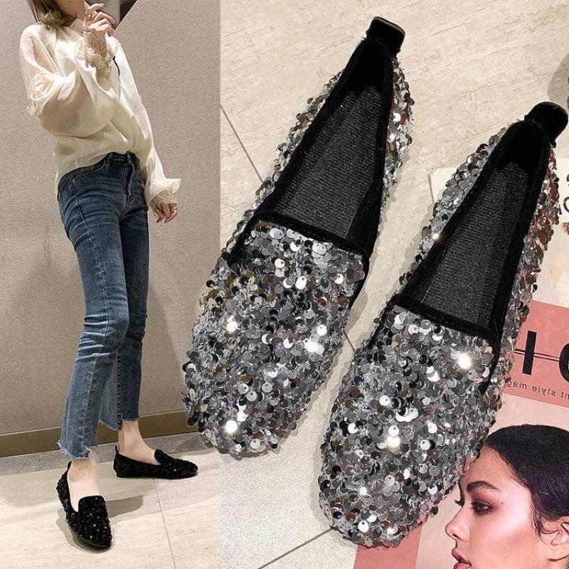 New Women's Flat All-match Social Rhinestone Pumps